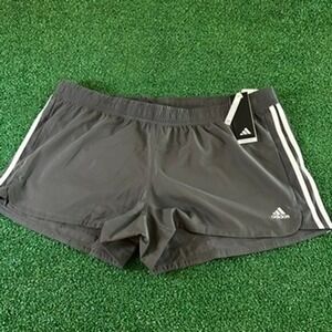 Adidas Pacer Running Shorts 3-Stripes Athletic Gym Training Gray Womens XXL 42"